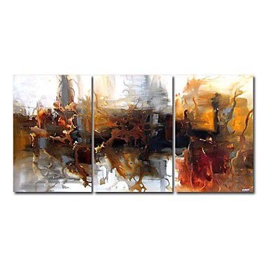 3 pcs Hand Painted City in the The stormModern Abstract Oil Painting on Canvas Wall Art Living Room Home Decorations