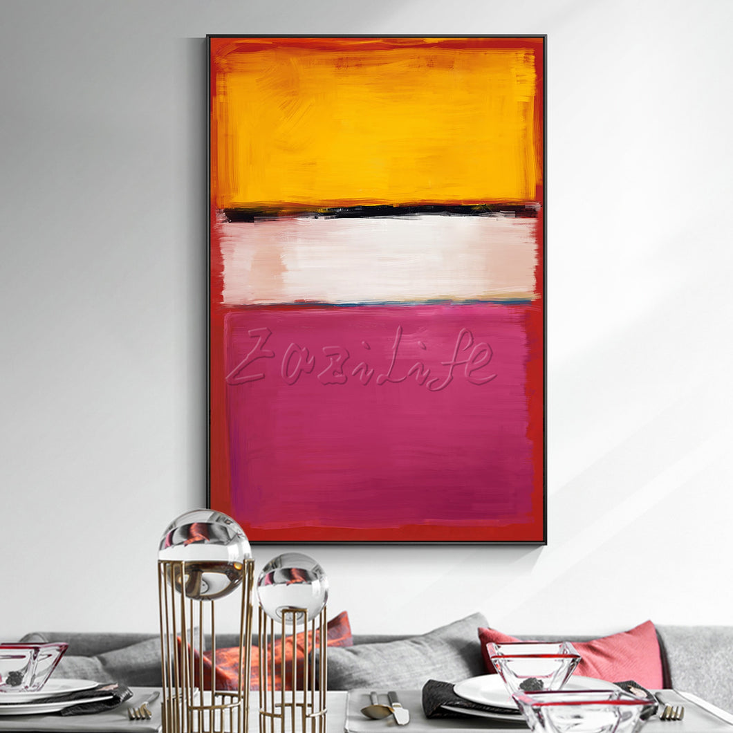 Modern abstract pink yellow white oil painting on Canvas decoration hand painted wall art Picture For Living Room