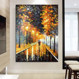 Abstract Oil Painting on Canvas Hand Painted Modern Abstract Painting Knife Street Landscape Picture Home Wall Hotel Decor C66