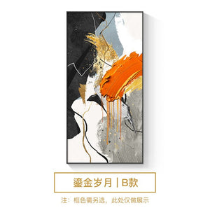 Hand-painted modern abstract porch decorative painting simple vertical aisle corridor mural living room oil painting hanging
