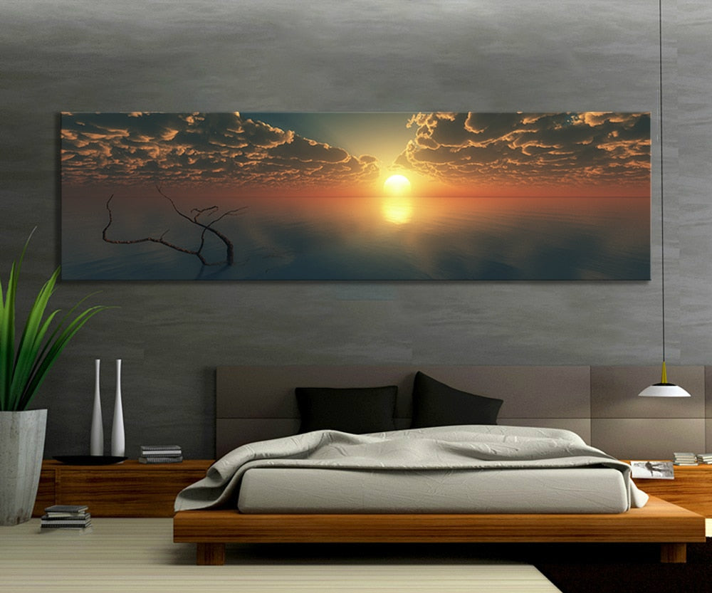 1 Piece Nature Scene Lake Sky Sunset Painting Seascape Painting Landscape Wall Art Canvas Painting Wall Art Living Room Decor