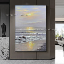 Load image into Gallery viewer, 100% Handmade Romantic Abstract Sunset Ocean oil painting Thick Canvas Modern Handpainted Gift for Home Living Room Decoration