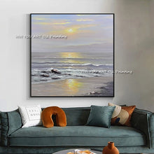 Load image into Gallery viewer, 100% Handmade Romantic Abstract Sunset Ocean oil painting Thick Canvas Modern Handpainted Gift for Home Living Room Decoration