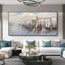 Load image into Gallery viewer, Abstract Paintings For Interior Hand Painted Sailboat Landscape Oil Painting On Canvas Wall Art Decoration Salon Cuadros Murale