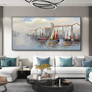 Abstract Paintings For Interior Hand Painted Sailboat Landscape Oil Painting On Canvas Wall Art Decoration Salon Cuadros Murale