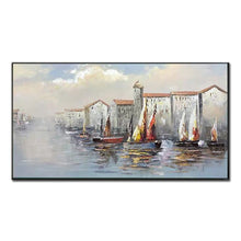 Load image into Gallery viewer, Abstract Paintings For Interior Hand Painted Sailboat Landscape Oil Painting On Canvas Wall Art Decoration Salon Cuadros Murale