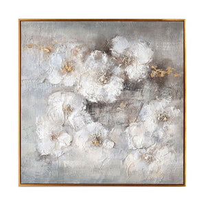 Texture White Flower Picture Wall Art Hand Painted Modern Abstract Oil Painting On Canvas For Living Room Home Decor No Frame