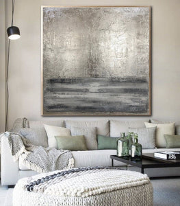 Silver Gray Painting Large hand painted Abstract Painting Texture Paintings on Canvas Office decoration wall Paintings Wall Art