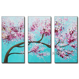 Handmade 3 PCS Palette Knife Flower Oil Painting On Canvas Wall Art Modern Home Decoration Canvas Wall Picture Oil Paintings