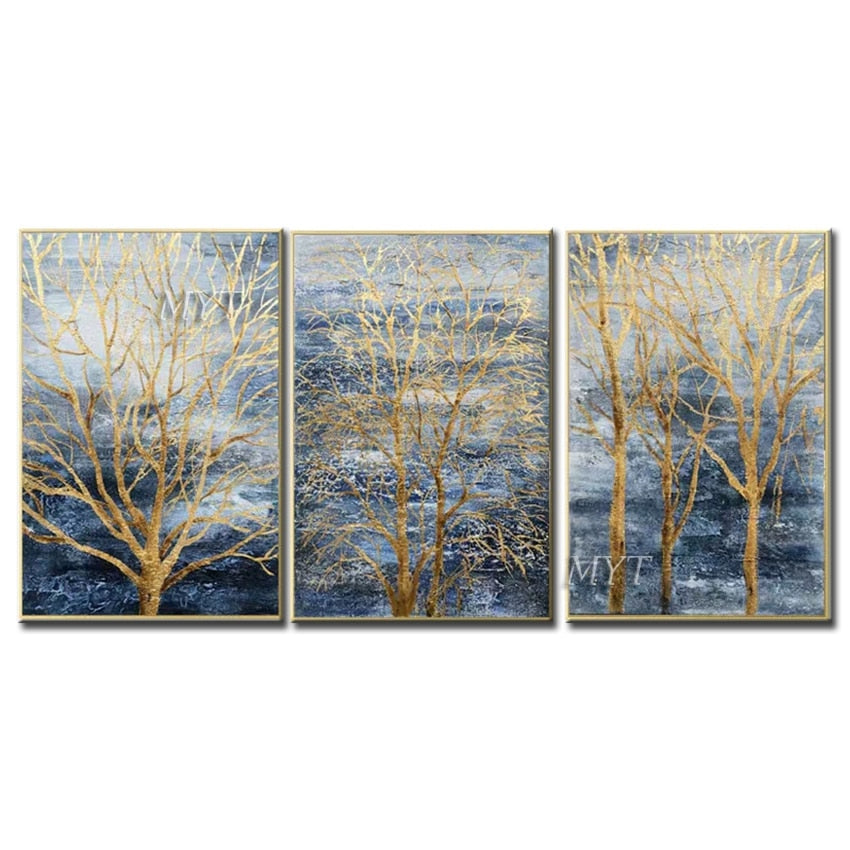 No Framed 3 PCS Tree Pictures Handpainted Abstract Painting Canvas Modern Art Fine Art Abstract Handmade Pictures Wall Decor