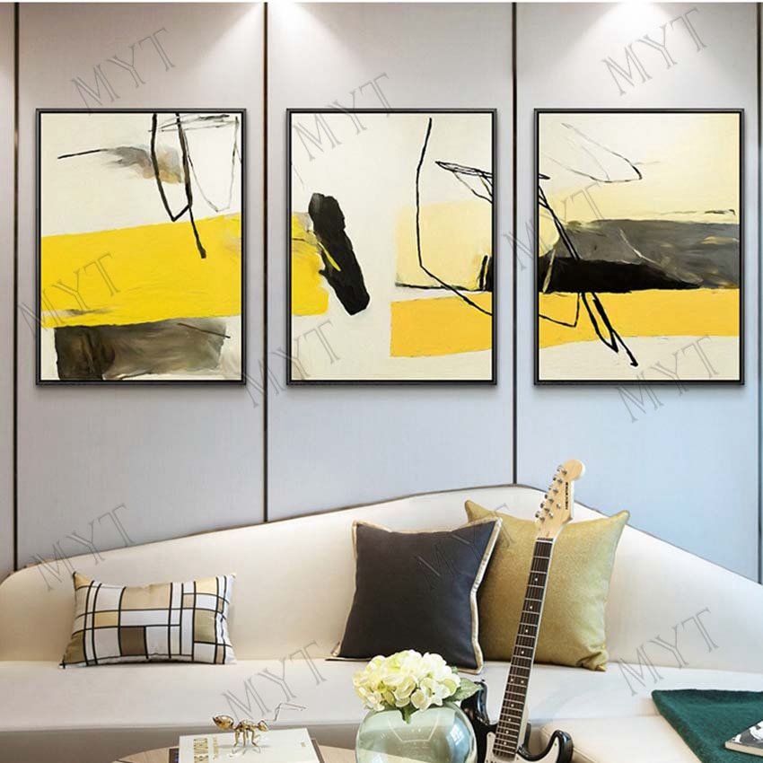 Modern Group Paintings 3 PCS Abstract Handmade 3 Pieces Canvas Oil Painting Art Hand Home Decor Canvas Wall Art Painting