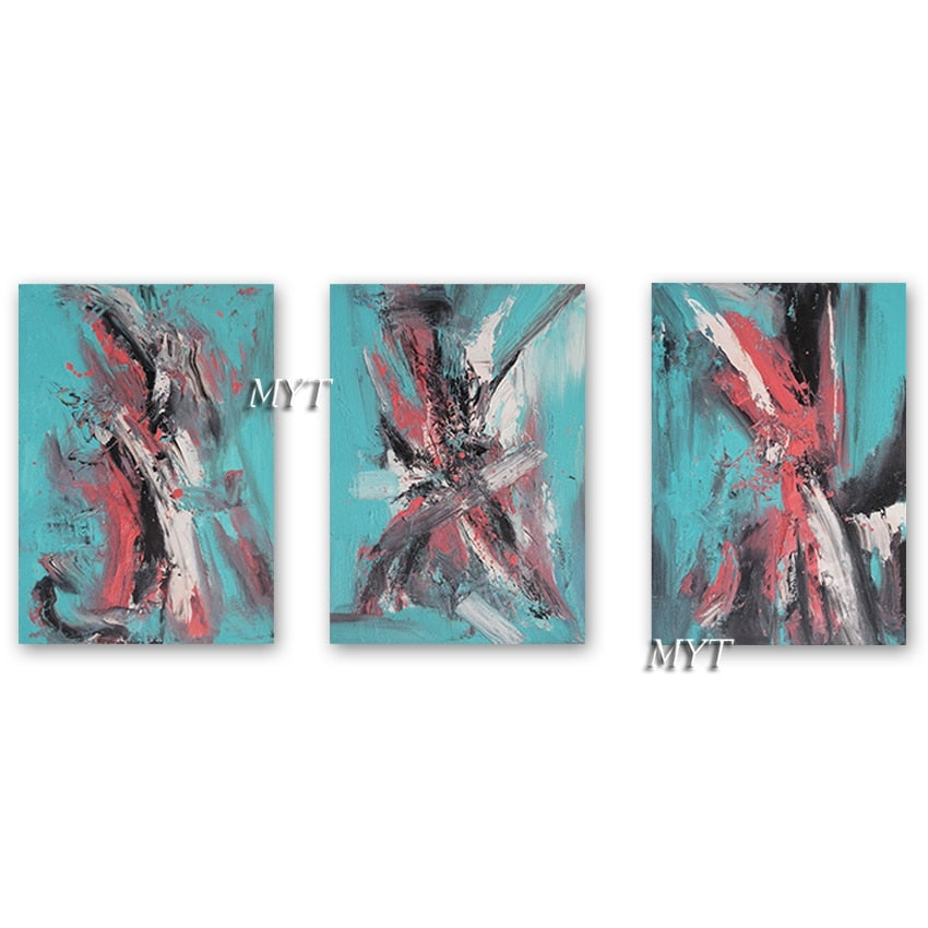 Hot Handmade Abstract 3 PCS 1 Set Canvas Painting Minimalist Style Wall Art Pictures For Living Room Bedroom Unframed