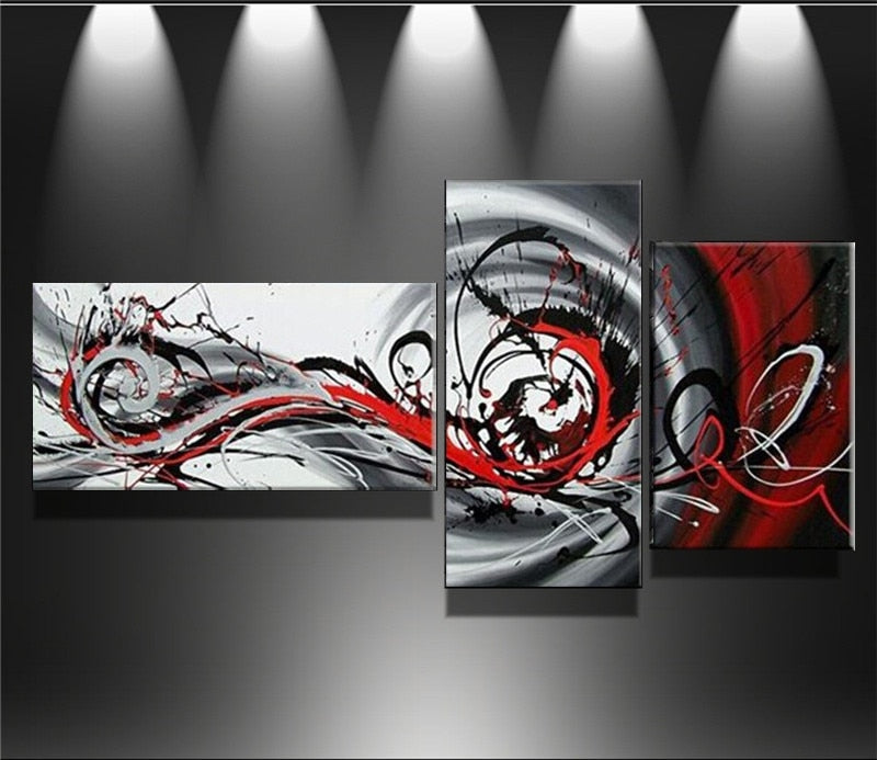 100% Hand-painted Modern Wall Art Abstract Handmade Oil Painting On Canvas Wall Art Picture 3 pcs/set Dinning Room Decor
