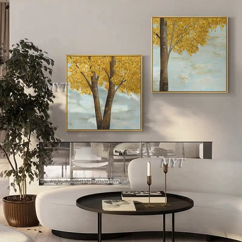 3 PCS Oil Painting On Canvas For Room Decor Modern Tree Abstract Handmade Abstract Picture Hand Painted Custom-made Painting