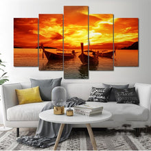 Load image into Gallery viewer, 5 Panels/Set Sunset Boat Landscape Pictures Canvas Painting Posters And Prints Wall Art For Living Room Decoration