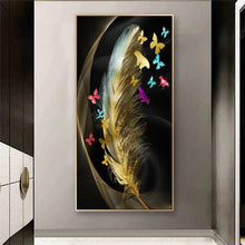 Load image into Gallery viewer, Golden Feather Posters Abstract Canvas Painting Wall Art Pictures For Living Room Indoor Decoration Black and White Home Decor