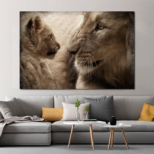 Lion Mother And Child Pictures Canvas Painting Posters And Prints Wall Art for Living Room Modern Home Decoration