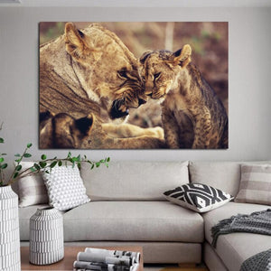 Lion Mother And Child Pictures Canvas Painting Posters And Prints Wall Art for Living Room Modern Home Decoration