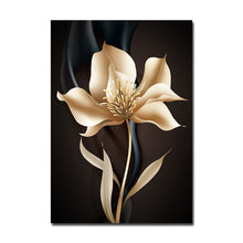 Load image into Gallery viewer, Golden Black Flower Poster Light Luxury Abstract Wall Art Canvas Print Modern Painting Wall Pictures for Living Room Home Decor