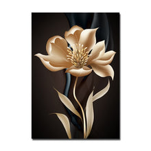 Load image into Gallery viewer, Golden Black Flower Poster Light Luxury Abstract Wall Art Canvas Print Modern Painting Wall Pictures for Living Room Home Decor