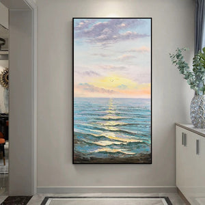 Hand-painted abstract oil painting, knife painter residence decoration, hand-painted, seascape painting, wall painting