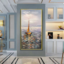 Load image into Gallery viewer, Hand-painted abstract oil painting, knife painter residence decoration, hand-painted, seascape painting, wall painting