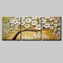 Load image into Gallery viewer, 3 piece wall art decor red tree abstract knife acrylic flower painting for sale abstract canvas oil painting for living room
