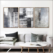 Load image into Gallery viewer, 3 piece canvas painting abstract oil painting handmade yellow grey wall art canvas wall pictures for living room home decor
