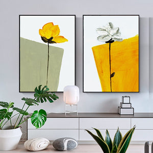 Flower Wall Art Yellow Flowers Modern Abstract Wall Decor Canvas Painting Artwork Home Decor for Living Room Dining Room Bedroom