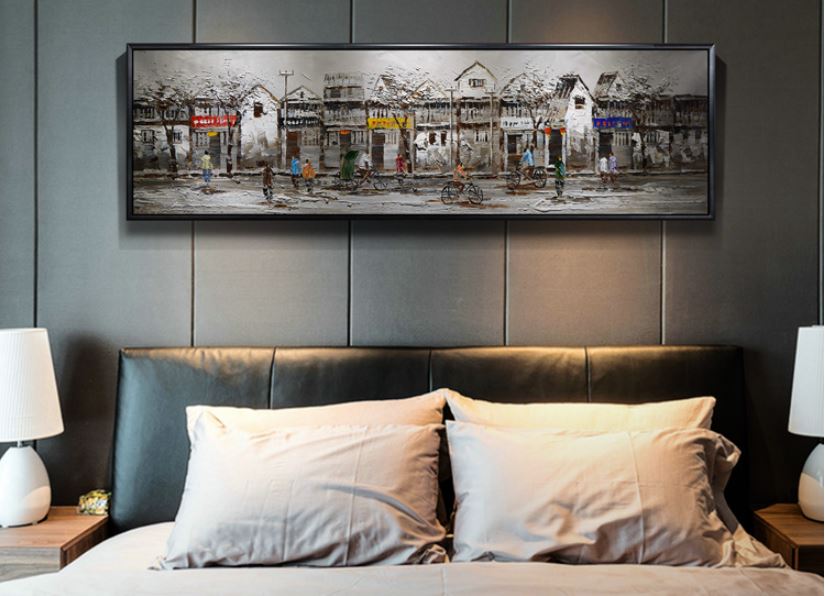 Free shipping Black and white Bei Jing street view Modern abstract  decorative painting Wall Decorations For bed Room