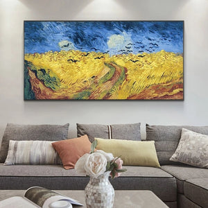100% Hand Painted Oil Paintings Van Gogh Golden Wheat Field Wall Art Impressionist Pictures Living Room Decoration Home Decor