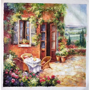 100% Hand Painted Modern Flower Garden Oil Painting On Canvas Wall Art Frameless Picture Decoration For Live Room Home Deco Gift