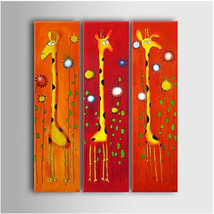 3pcs Hand Painted Canvas Painting-Animal Oil Painting Wall Art-Modern Canvas Art Wall Decor