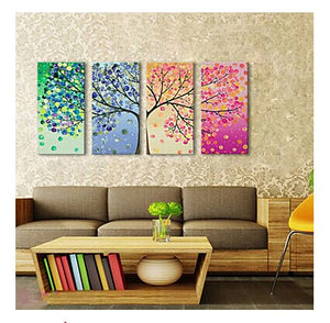 4 Hand-Painted Canvas Oil Painting Decorative Art Living Room Home Decor Floral Spring Summer Autumn Winter
