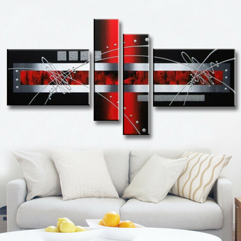 100%Hand-painted Modern Red and black Abstract Oil Painting On Canvas Wall Decor room decoration  pictures for home