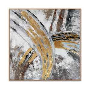 Hand Painted Golden Leaves Oil Paintings On Canvas Abatract Wall Pictures Pop Art Posters For Living Room Home Decoration