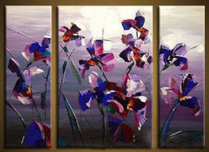 3 pcs Hand Painted Wall Decor-Blooms Of Irises V-Modern Canvas Art Wall Decor-Floral Oil Painting Wall Art