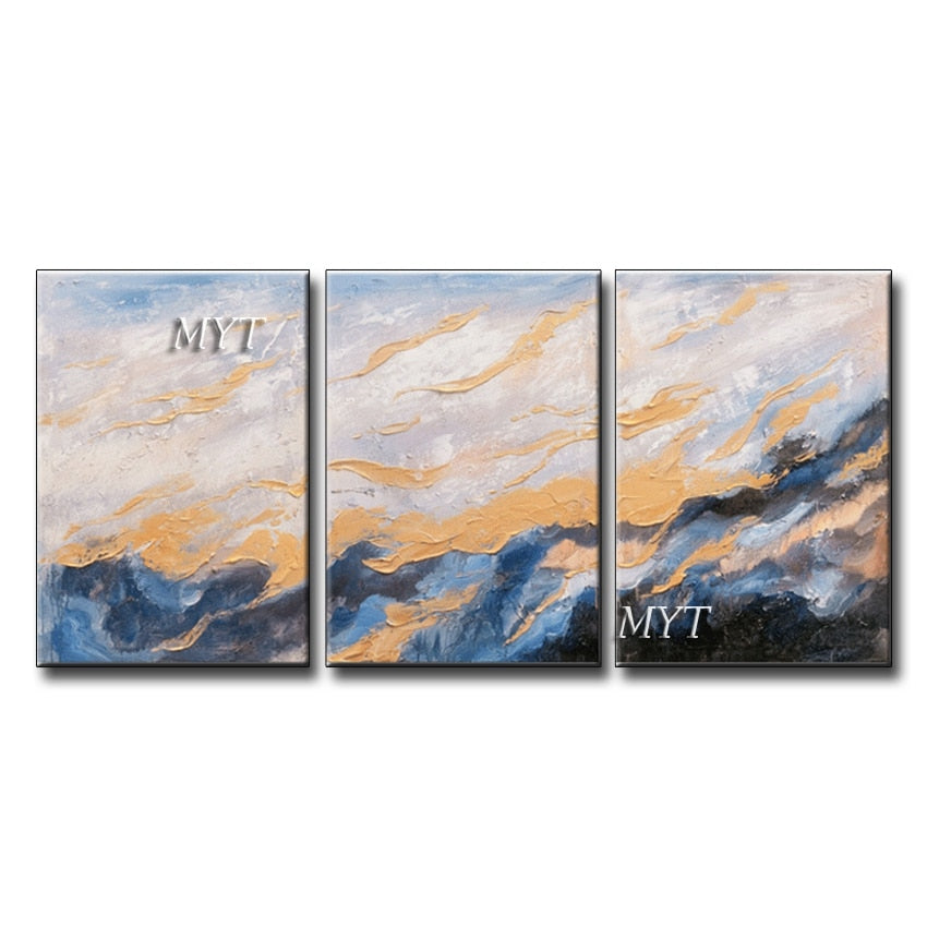 3 PCS Fluid painting Hand-painted Abstract Oil Painting for Living Room Wall art pictureS landscape home decoration No Frame