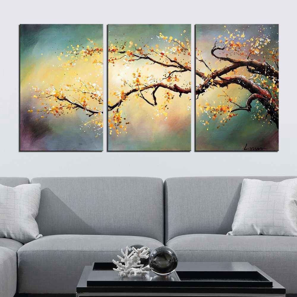 Hand Painted 3 PCS Chinese Ink And Wash Painting With Frame For Wall Decoration For Hotel