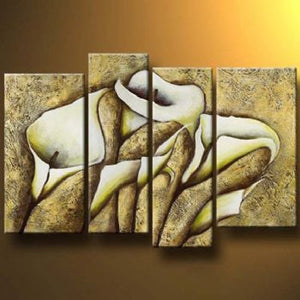 4 pcs Hand Painted Callas In The Wind-Modern Canvas Art Wall Decor-Floral Oil Painting Wall Art