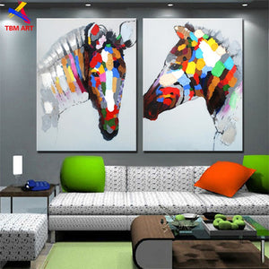 2pcs Zebra Pic Hand Painted Modern Abstract Oil Painting On Canvas Wall Art Gift for Living Room Decoration No Framed CT021