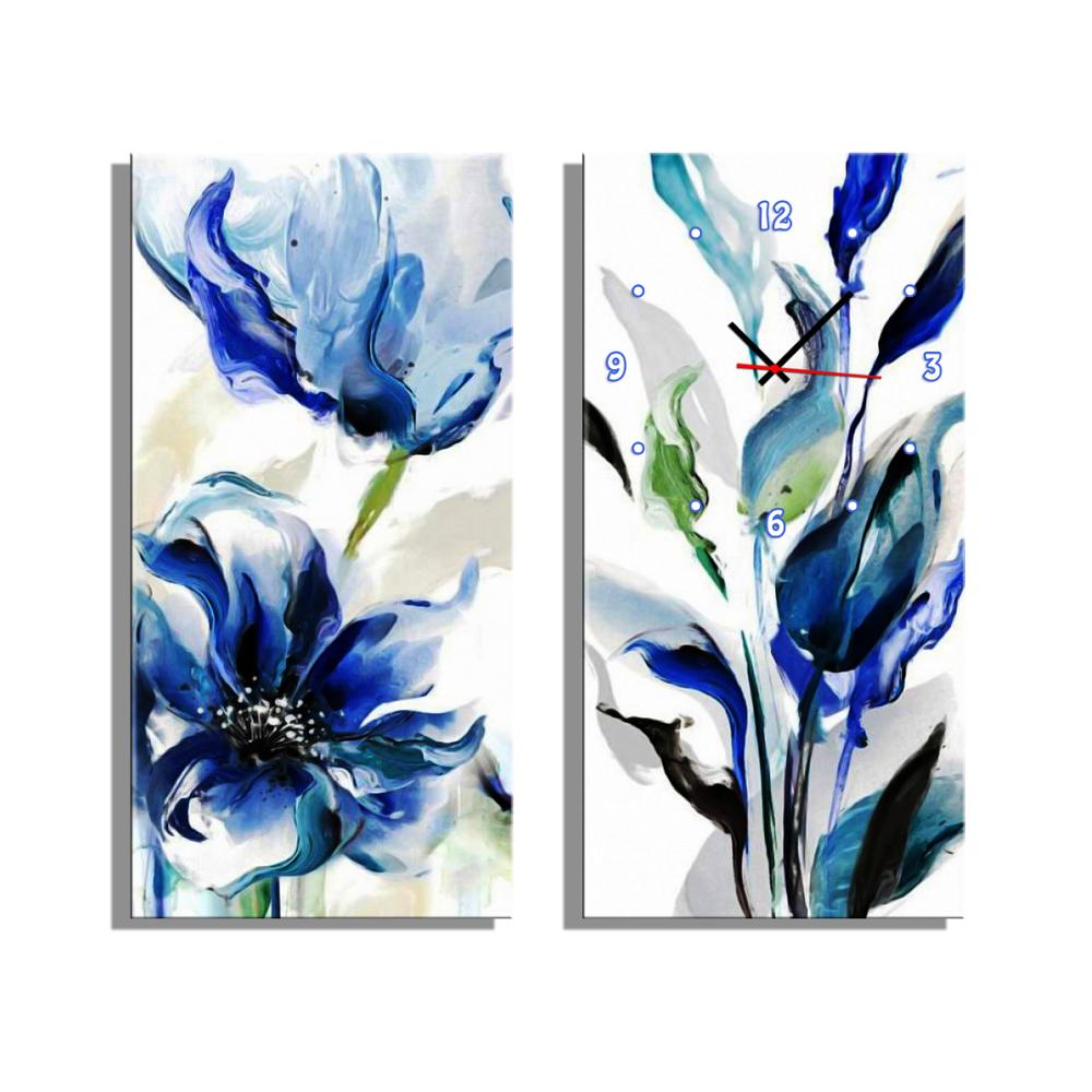 Blue Flower Clock in Canvas 2pcs wall clock 20200416