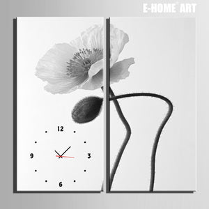 Elegant Flowers Clock in Canvas 2pcs wall clock