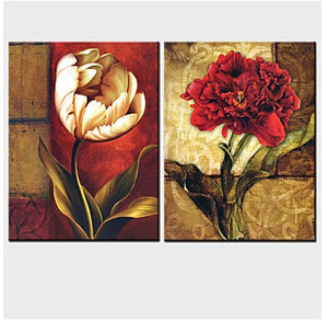 2pcs Hand Painted Modern Canvas Wall Painting Flower Oil Painting-Floral canvas Wall Picture for Living Room, Bedroom