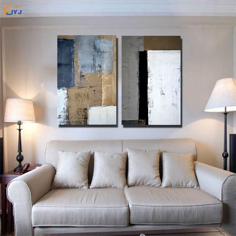 2PCS Canvas Set Painting Art 100% Handmade Modern Abstract  Oil Painting  Canvas Wall Art Gift Top Home Decor NO FRAME  FC014