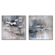 Load image into Gallery viewer, 2PCS Flowers 1 Set  Pictures Oil Pianting With Ink And Lotus Handmade Oil Paintings On Canvas New Arrival Wall Art For Room