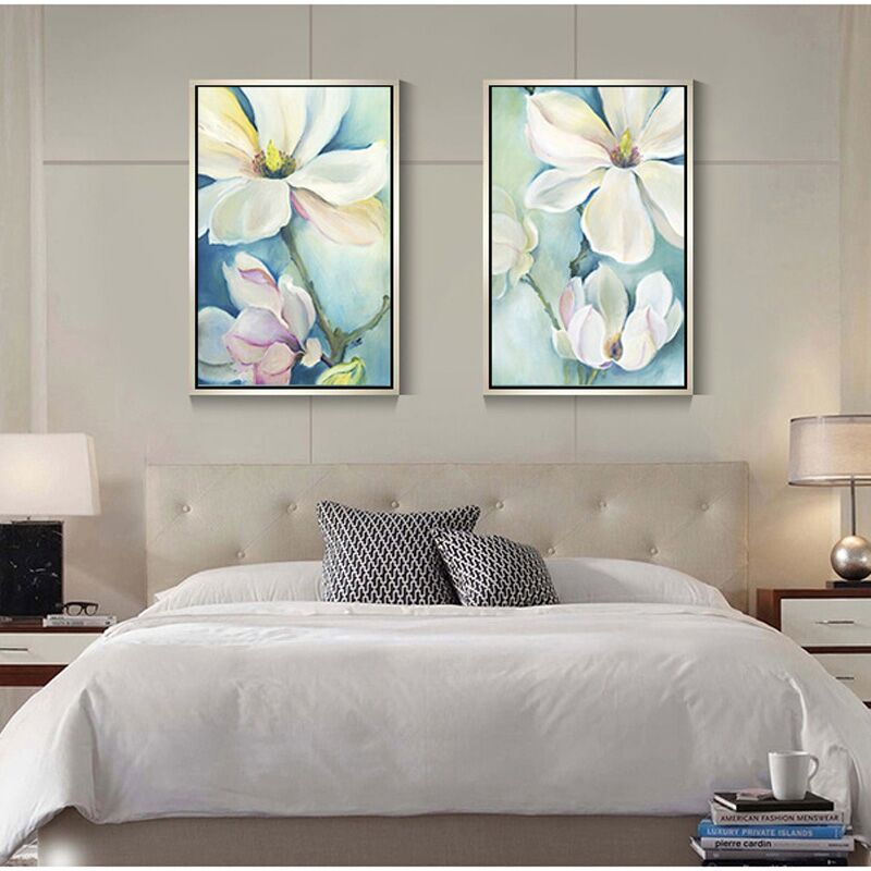 Handmade Oil Painting Abstract On Wall Art For Living Room Decor Pure Flowers Picture Home Decor Group Of Paintings 2pcs/lot