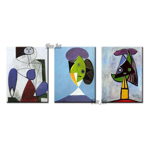 Modern Home Decor Pieces 3 PCS Group Abstract Picasso Oil Painting Reproduction Real Hand Painted Famous Wall Art On Canvas