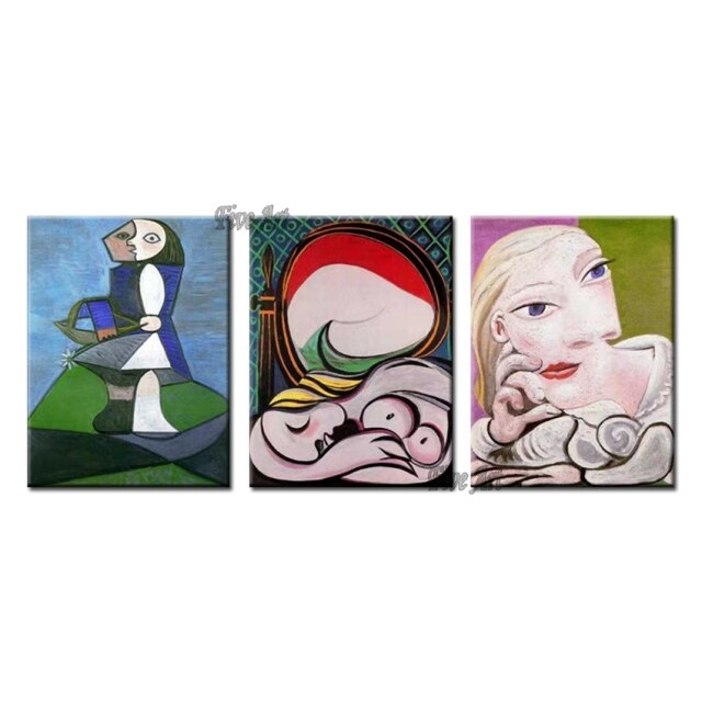Modern Home Decor Pieces 3 PCS Group Abstract Picasso Oil Painting Reproduction Real Hand Painted Famous Wall Art On Canvas