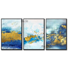 Load image into Gallery viewer, Latest Blue Design Abstract 3 Panels Canvas Wall Art Unframed Handmade Texture Oil Painting Cheap Hot Selling Canvas Artwork